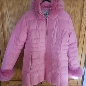 Marvin Richards Pink Coat with Faux Fur